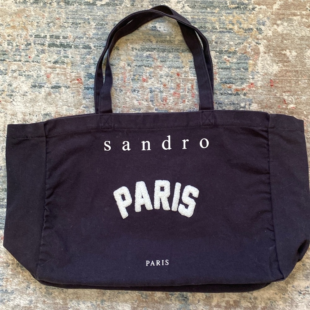 Sandro Canvas Tote with Varsity Letters